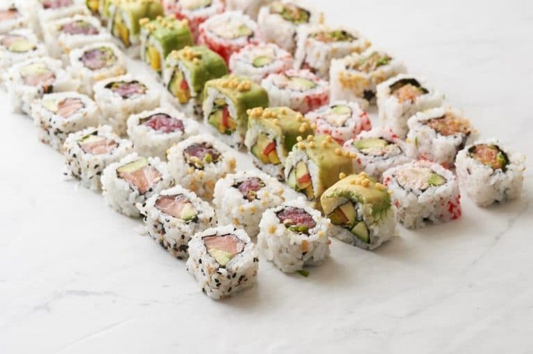 Mixed Sushi on a board from Panzer's Delicatessen