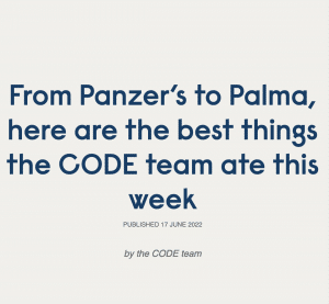 A screenshot of Code Hospitality's Best things the code team ate this week