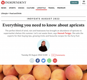 Screenshot of The Independent article Everything you need to know about apricots