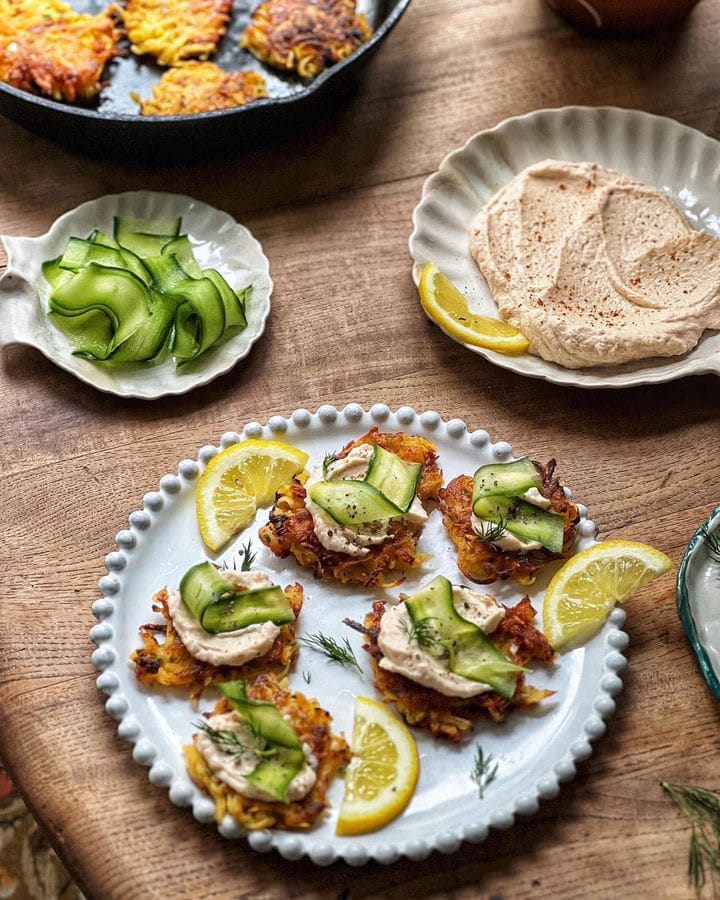 Potato latkes from A Lot on Her Plate by Rosie Birkett