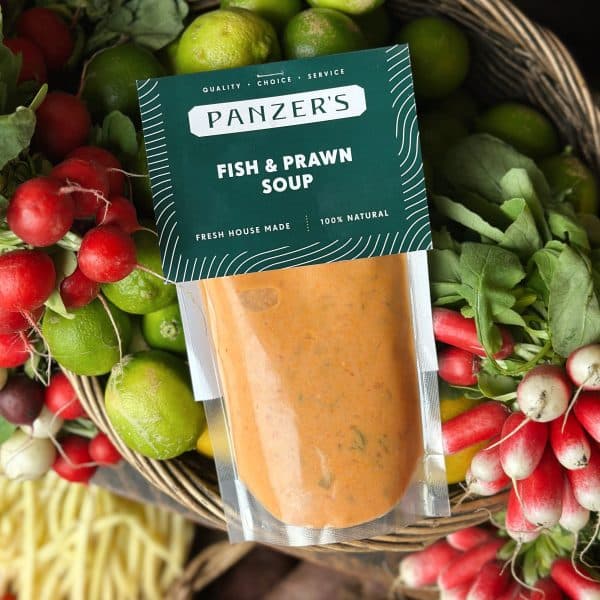 Panzer's Deli Fish & Prawn Soup in a pouch for takeaway